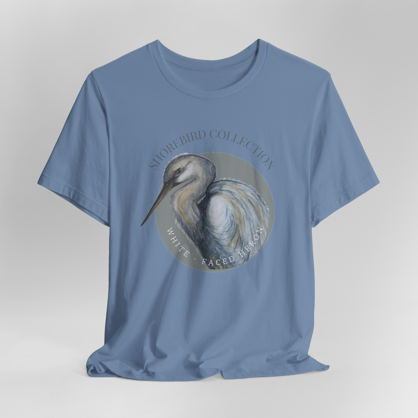 Vintage Shorebird White Faced Herons Print T-Shirt: Eco-Friendly Bird Lover Apparel