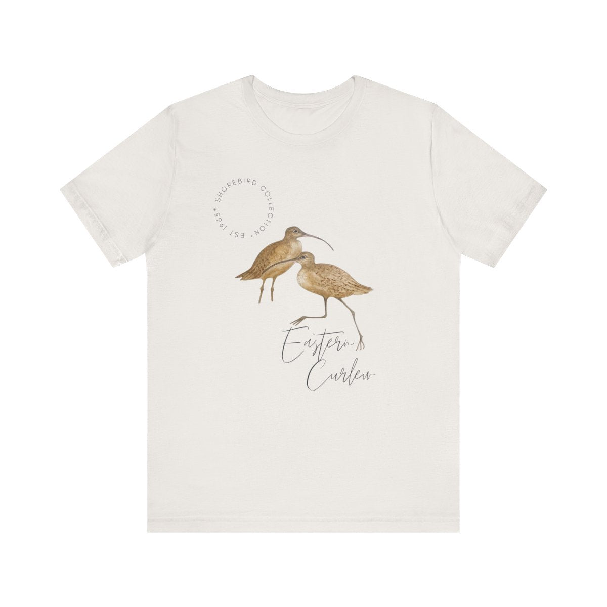 Vintage Shorebird Eastern Curlew Print T-Shirt: Eco-Friendly Bird Lover Apparel