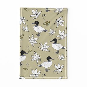 Duck lily Tea Towel - Green