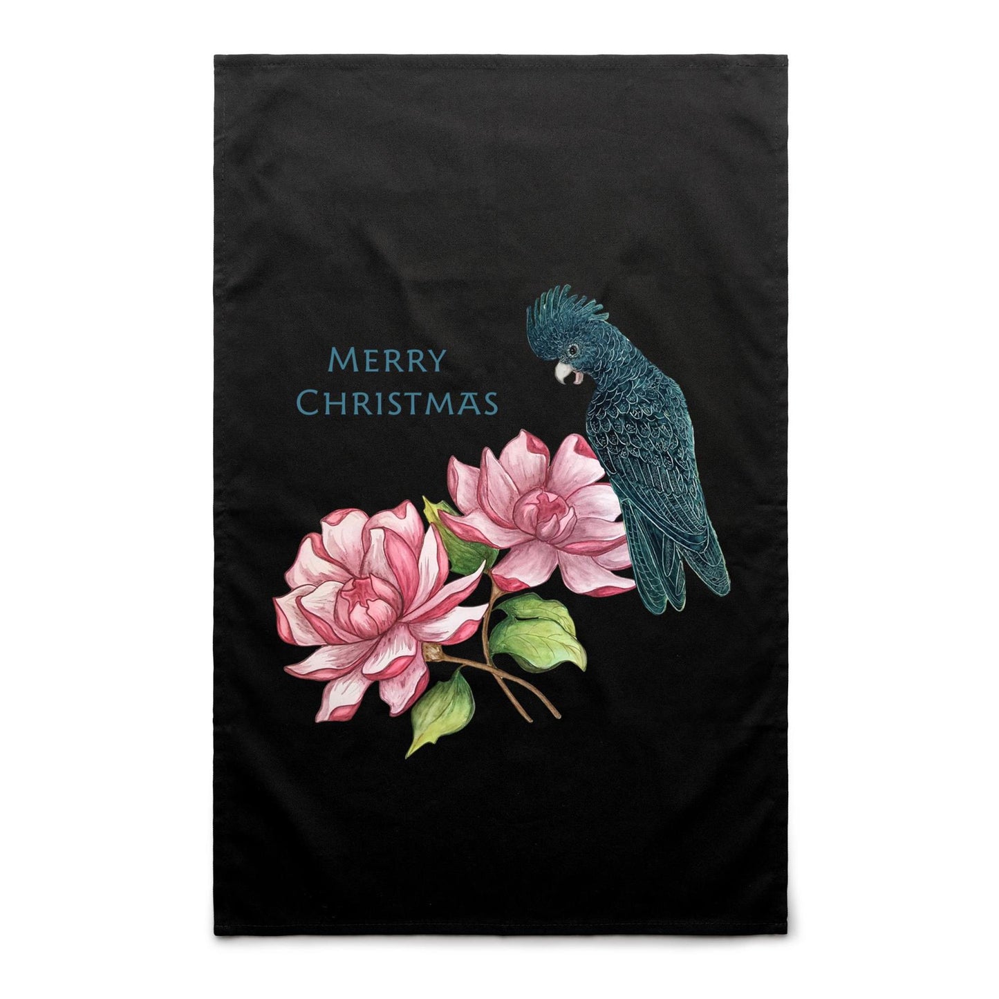 Christmas Cockatoo Floral Tea Towel