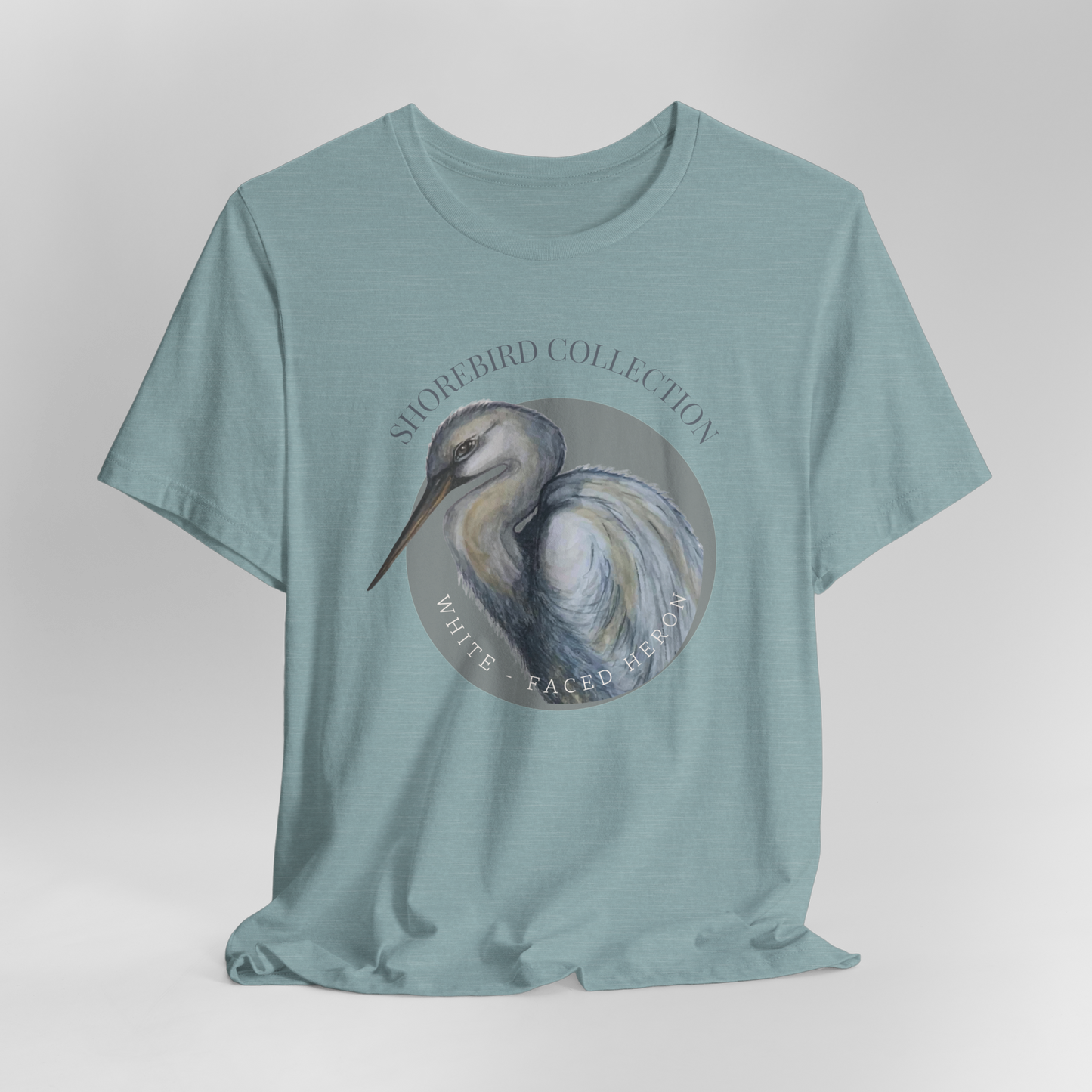 Vintage Shorebird White Faced Herons Print T-Shirt: Eco-Friendly Bird Lover Apparel