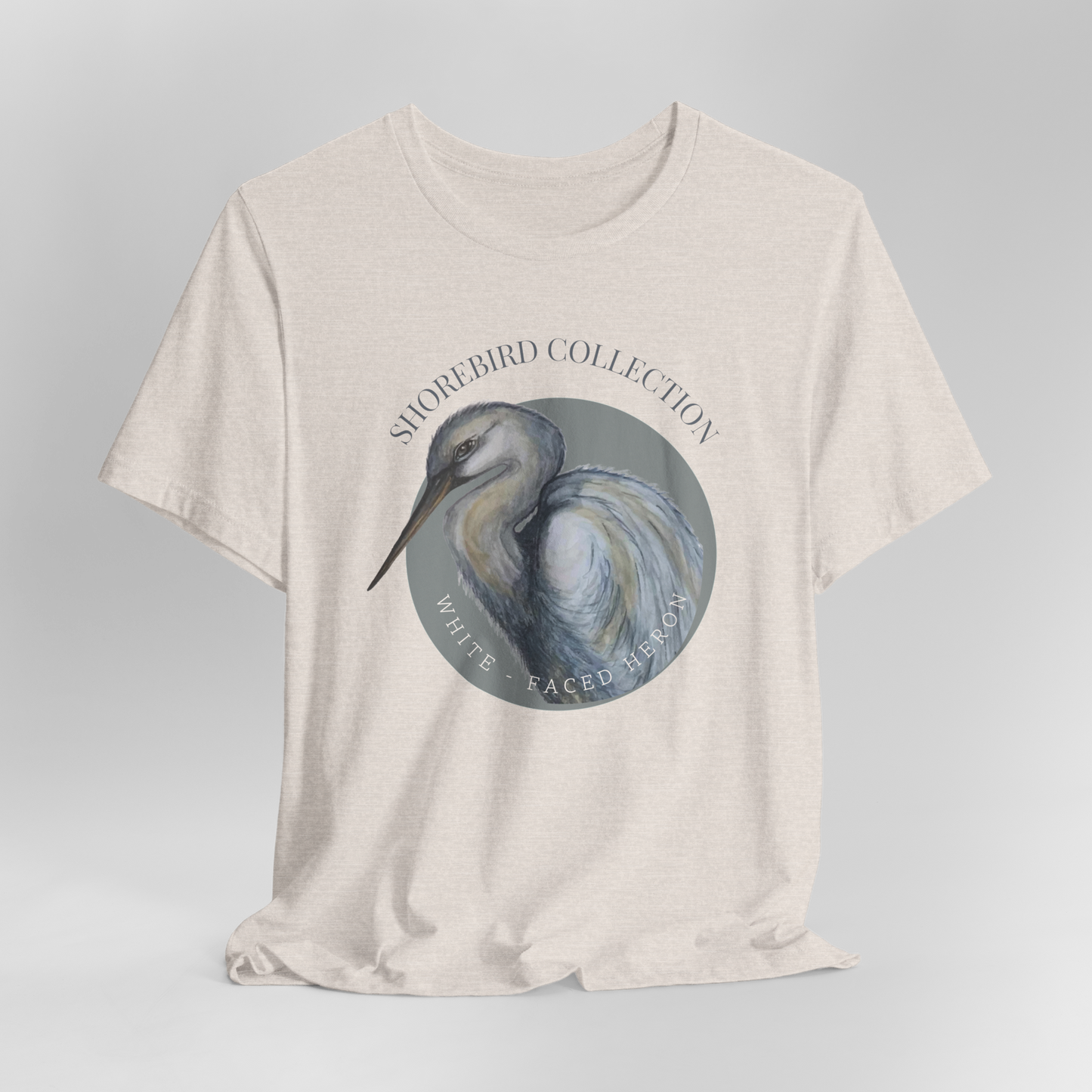 Vintage Shorebird White Faced Herons Print T-Shirt: Eco-Friendly Bird Lover Apparel