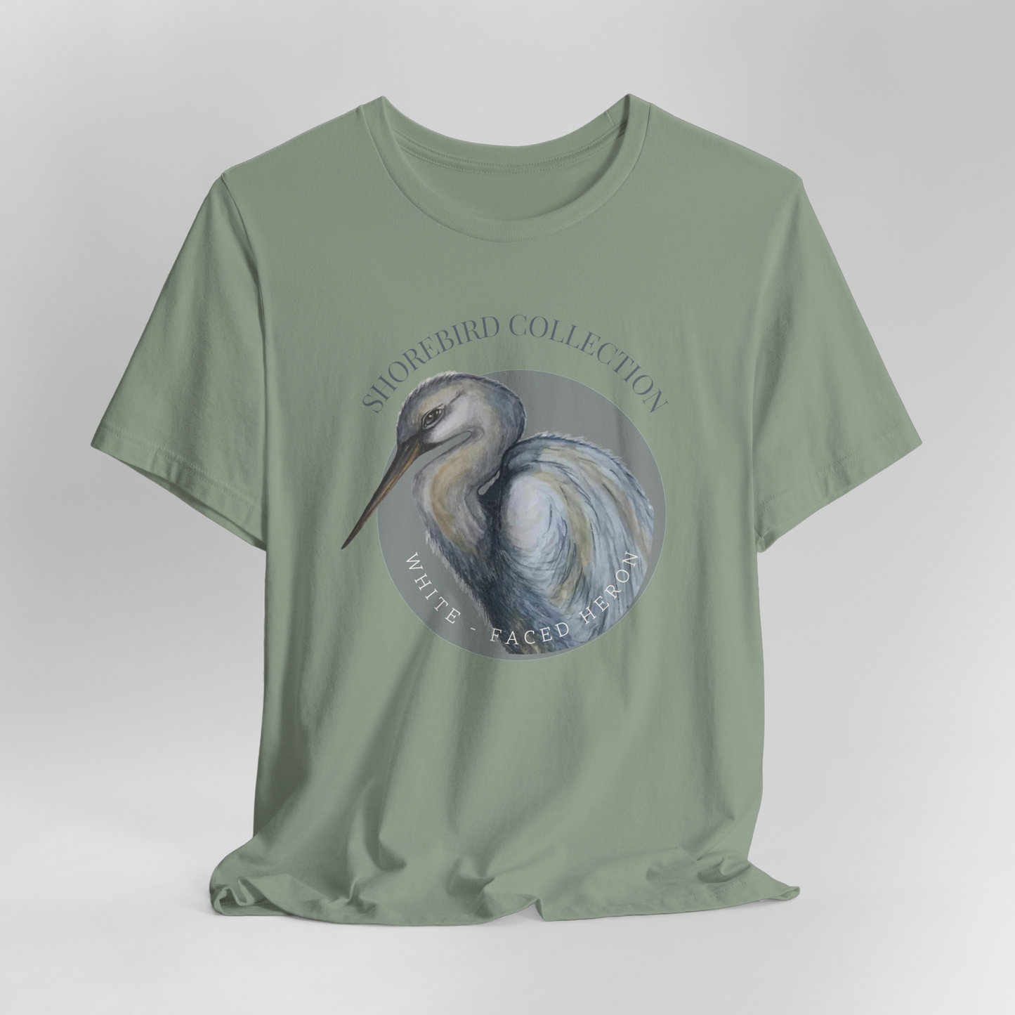 Vintage Shorebird White Faced Herons Print T-Shirt: Eco-Friendly Bird Lover Apparel
