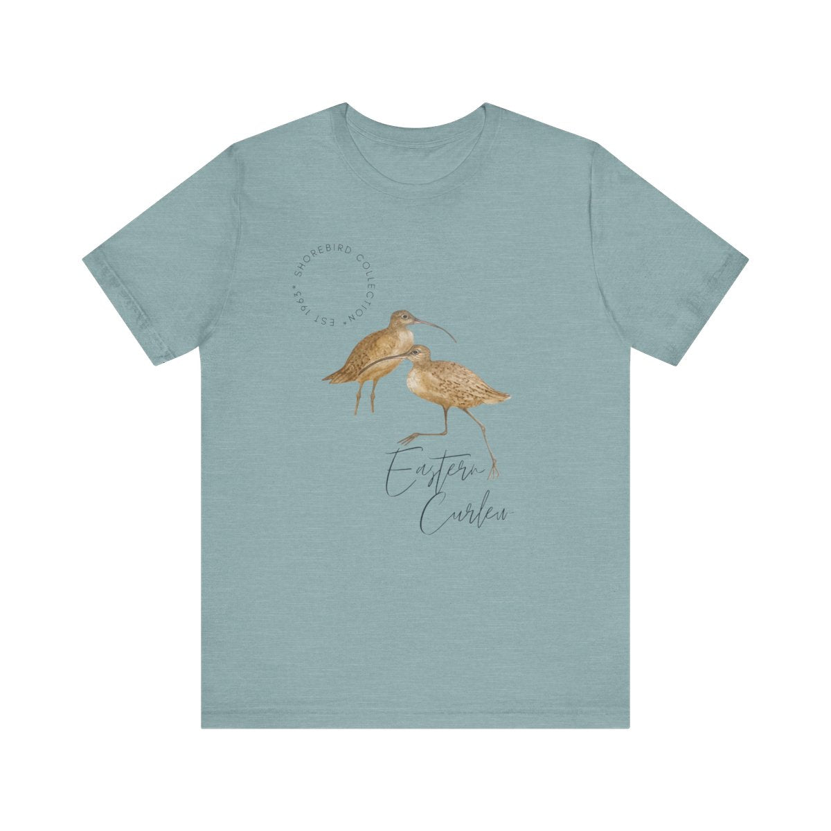 Vintage Shorebird Eastern Curlew Print T-Shirt: Eco-Friendly Bird Lover Apparel