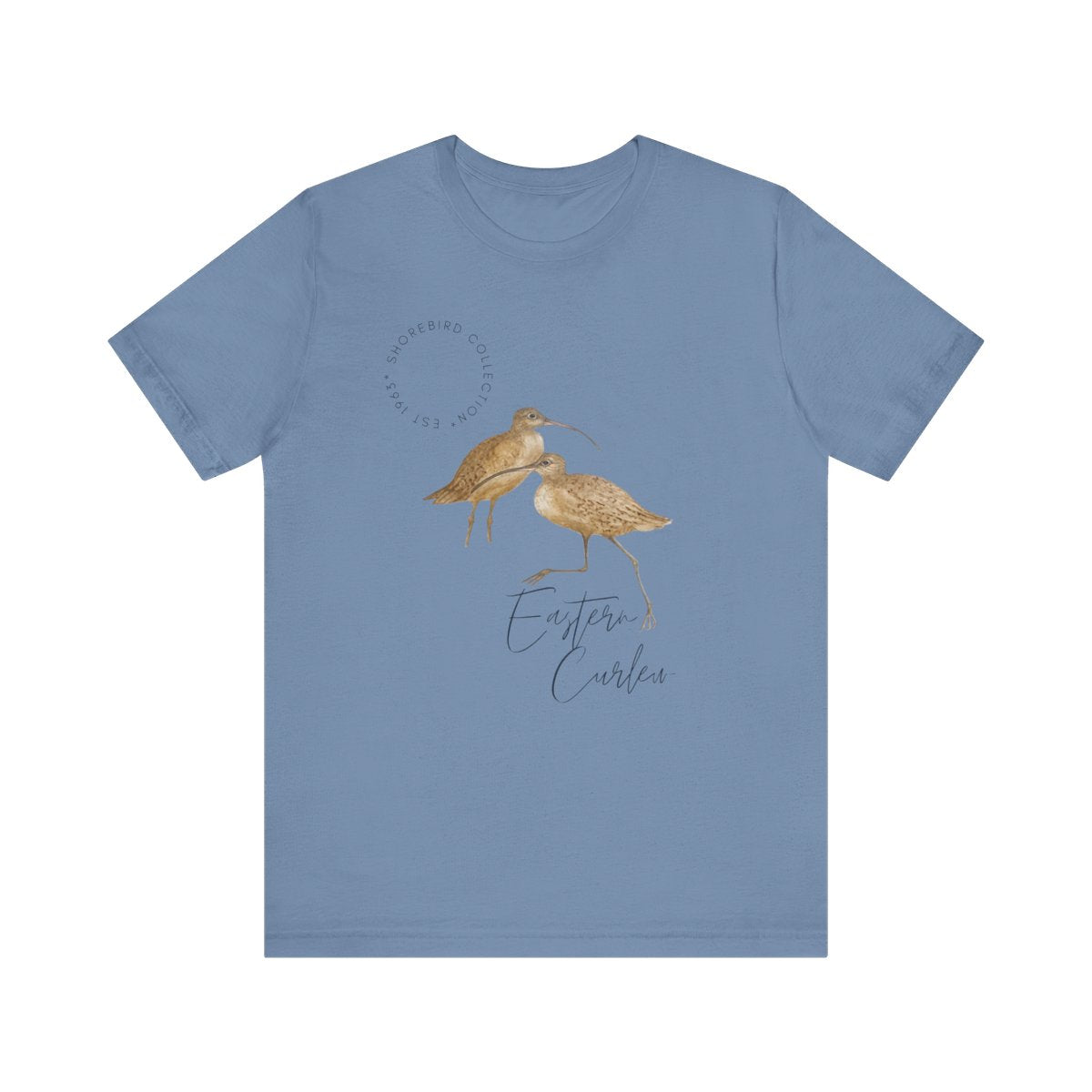Vintage Shorebird Eastern Curlew Print T-Shirt: Eco-Friendly Bird Lover Apparel