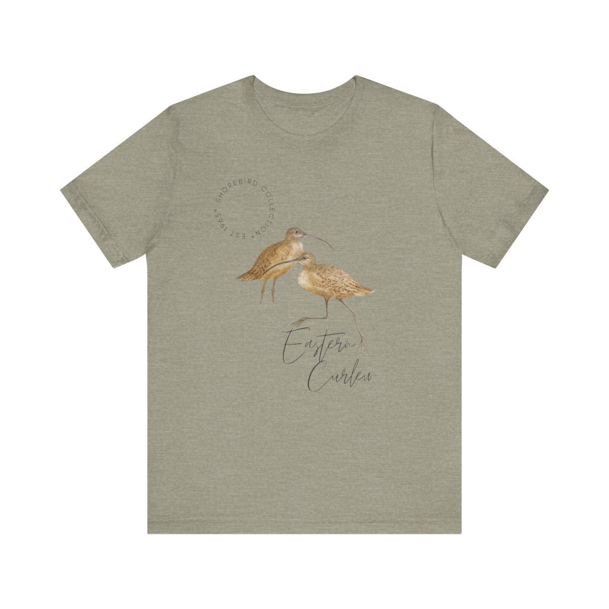 Vintage Shorebird Eastern Curlew Print T-Shirt: Eco-Friendly Bird Lover Apparel