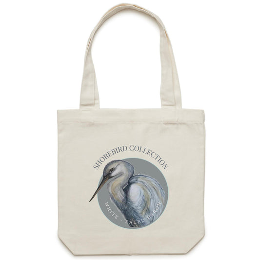 Shorebird White Faced Heron - Canvas Tote Bag
