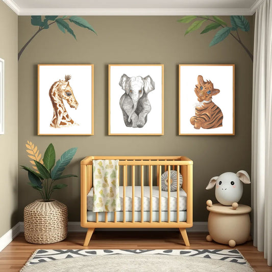 Nursery Art Set of 3 Jungle Prints