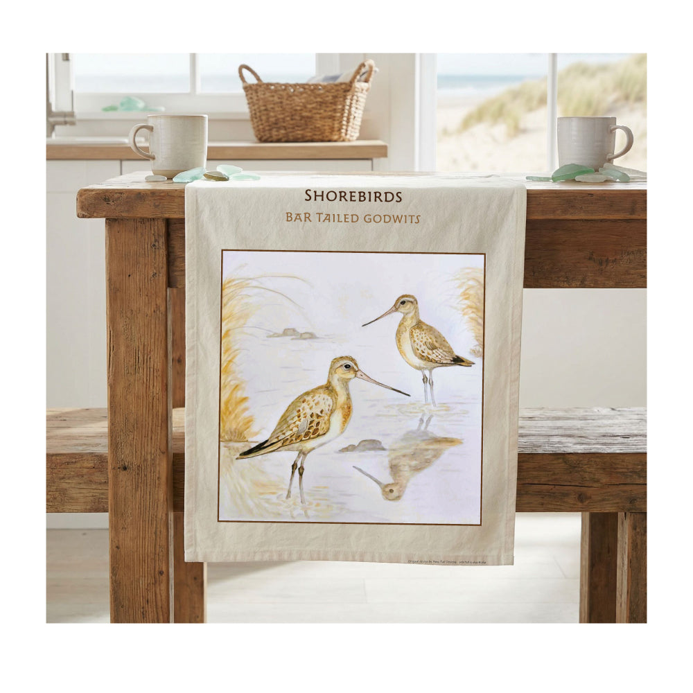 Shorebirds -Bar Tailed Godwits Tea Towel