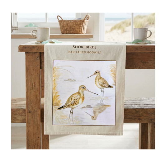 Shorebirds -Bar Tailed Godwits Tea Towel